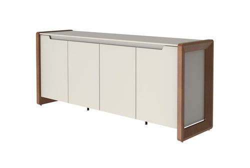 Balcão Buffet Bristol Província 188cm 4 Portas Off White Fosco e Natural