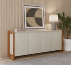 Balcão Buffet Bristol Província 188cm 4 Portas Off White Fosco e Natural