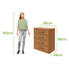 Cômoda Baião Lopas 4 Gavetas Amêndoa Clean
