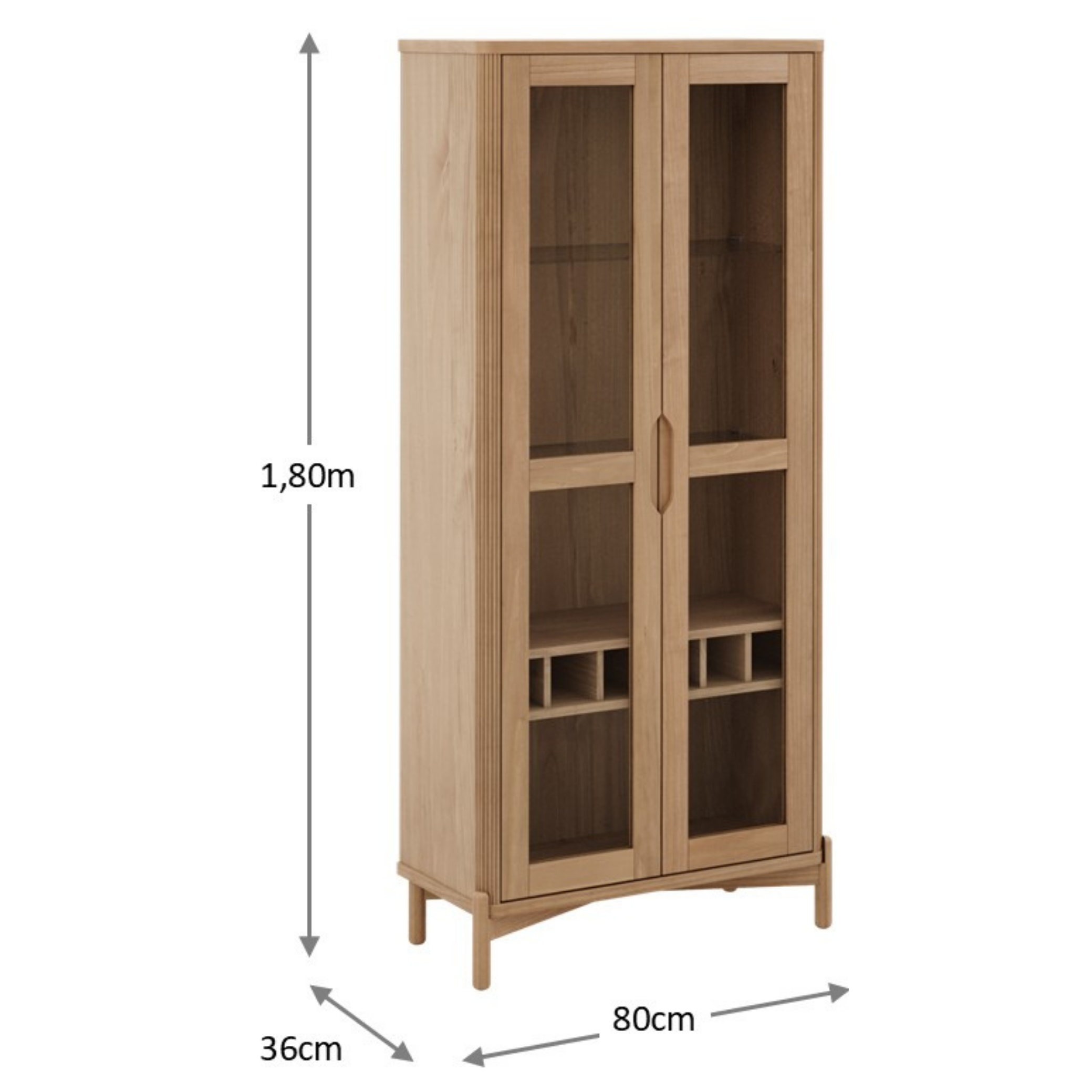 Cristaleira Nest Finestra 80cm 2 Portas Adega com LED Tauari