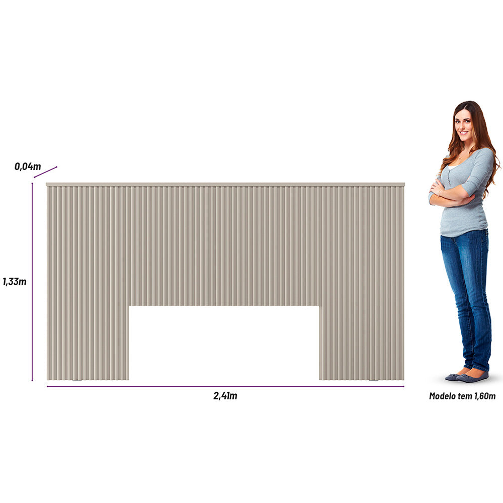 Cabeceira Casal/Queen Laranjeira Linea 241cm com Kit Frame Off White
