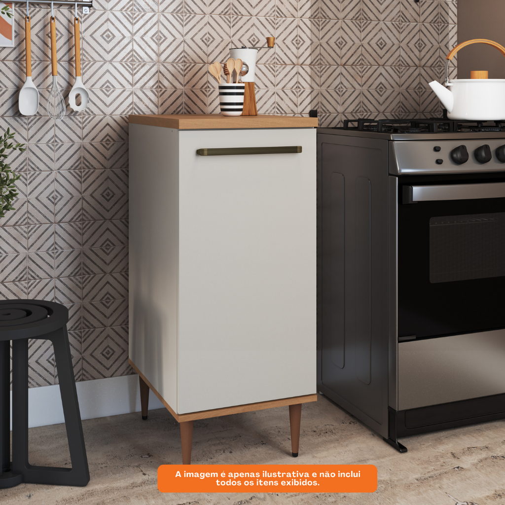 Armário Balcão de Cozinha Isabelle Delmarco 40cm 1 Porta com Tampo Freijó e Arenas