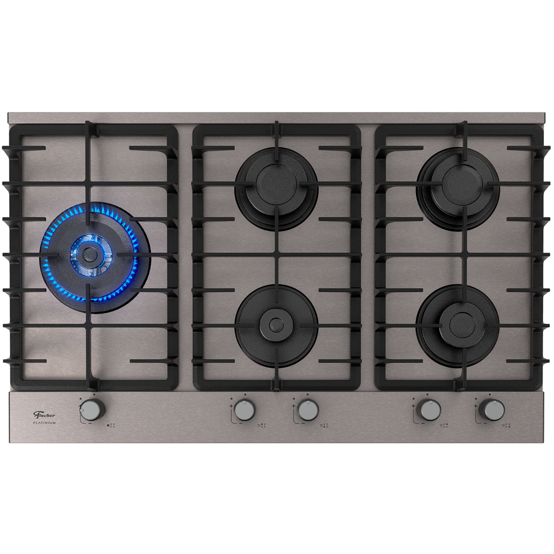 Cooktop à Gás Fischer 5 Bocas Platinium Prime Tripla Chama Inox Bivolt