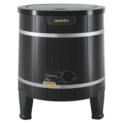 Lavadora de Roupas Wanke Tradicional 5Kg Madeira Com Fibra Black III Preto 220V