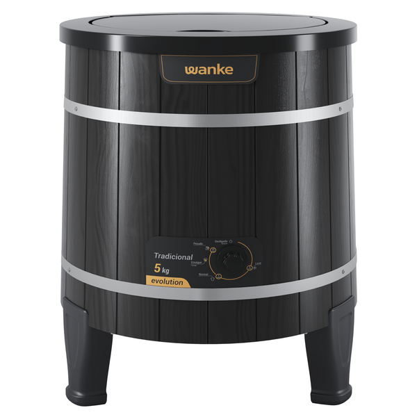 Lavadora de Roupas Wanke Tradicional 5Kg Madeira Com Fibra Black III Preto 220V