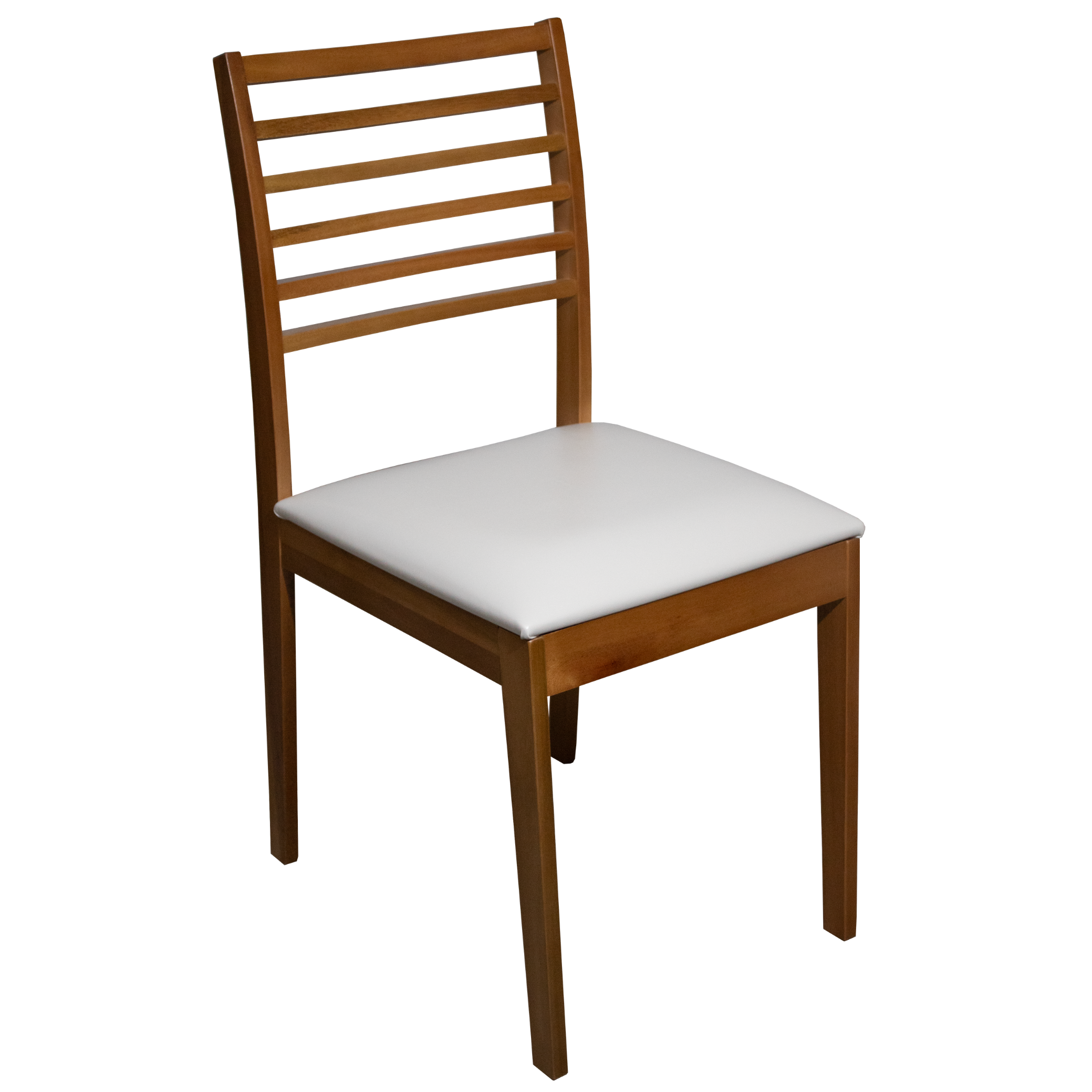 Cadeira Eco II Artsoli Madeira Castanho Claro com Encosto Ripado Courino Bege
