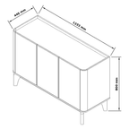 Balcão Buffet Flip Patrimar 123cm 3 Portas Off White e Cinamomo
