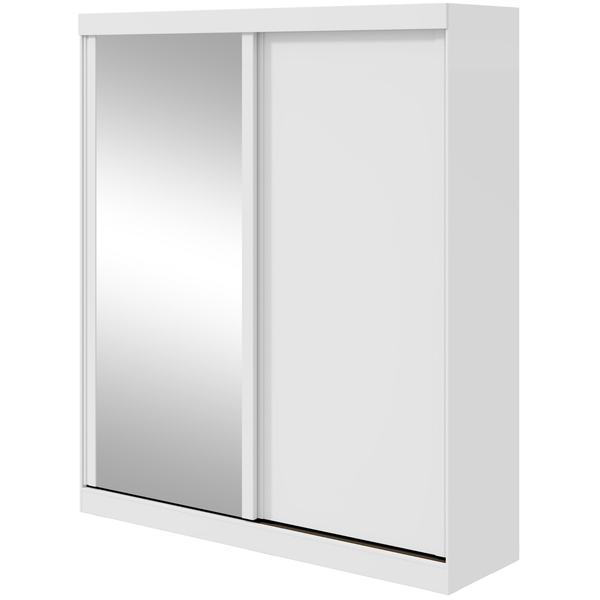 Roupeiro Zeine Lopas 180cm 2 Portas Correr com Espelho Flex Branco