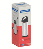 Garrafa Térmica Tramontina Exata em Aço Inox 1,8 Litros Inox/Preto