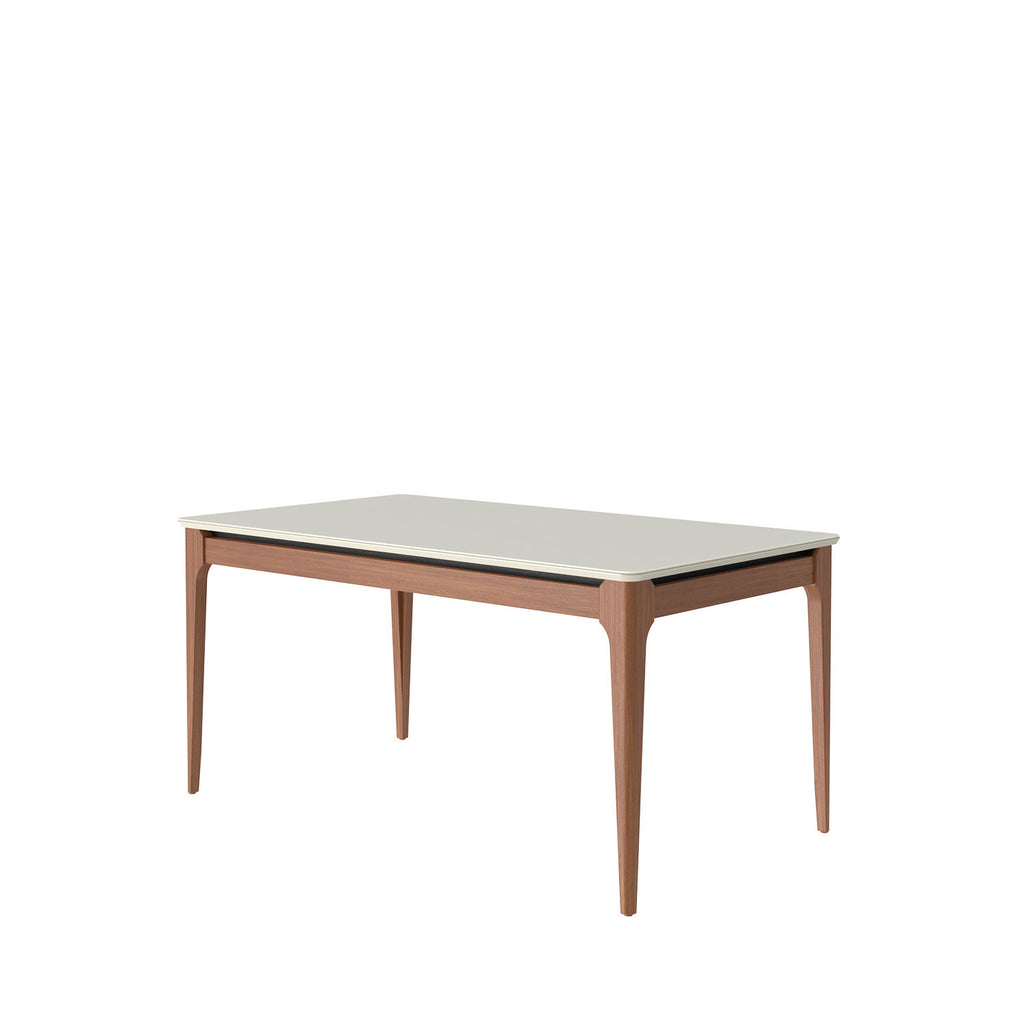 Mesa Retangular Addar Província 160x90cm Natural Tampo com Vidro Off White