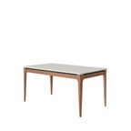 Mesa Retangular Addar Província 160x90cm Natural Tampo com Vidro Off White