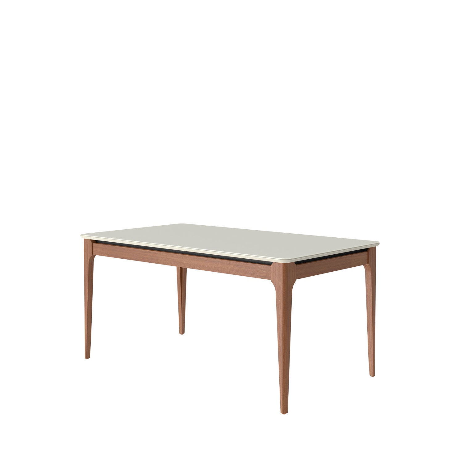 Mesa Retangular Addar Província 160x90cm Natural Tampo com Vidro Off White