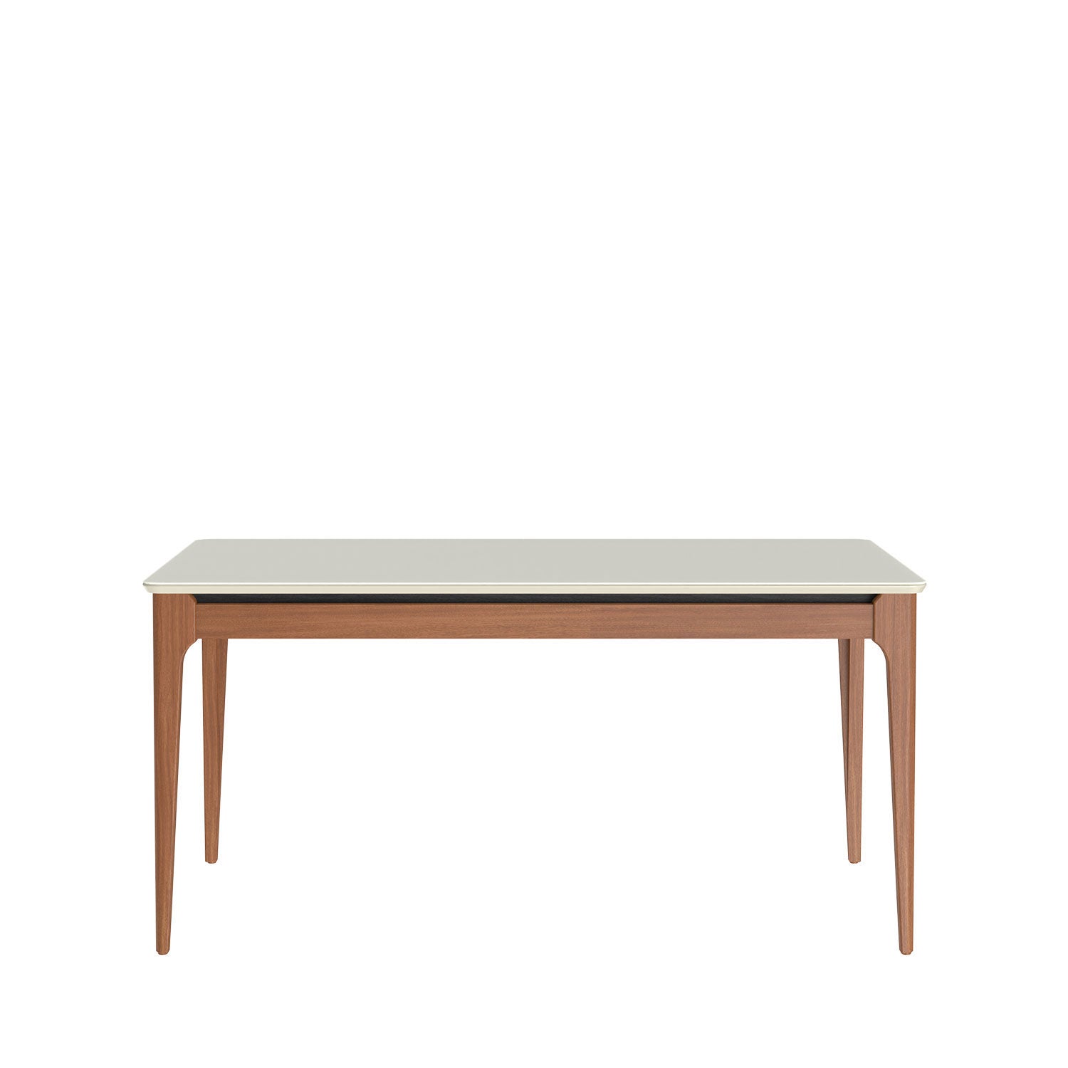 Mesa Retangular Addar Província 160x90cm Natural Tampo com Vidro Off White