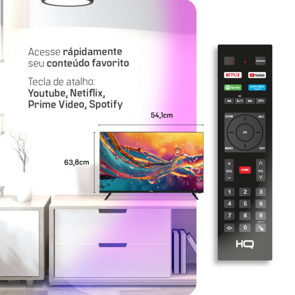 Smart TV LED 24" HD HQ Frameless Android Bivolt