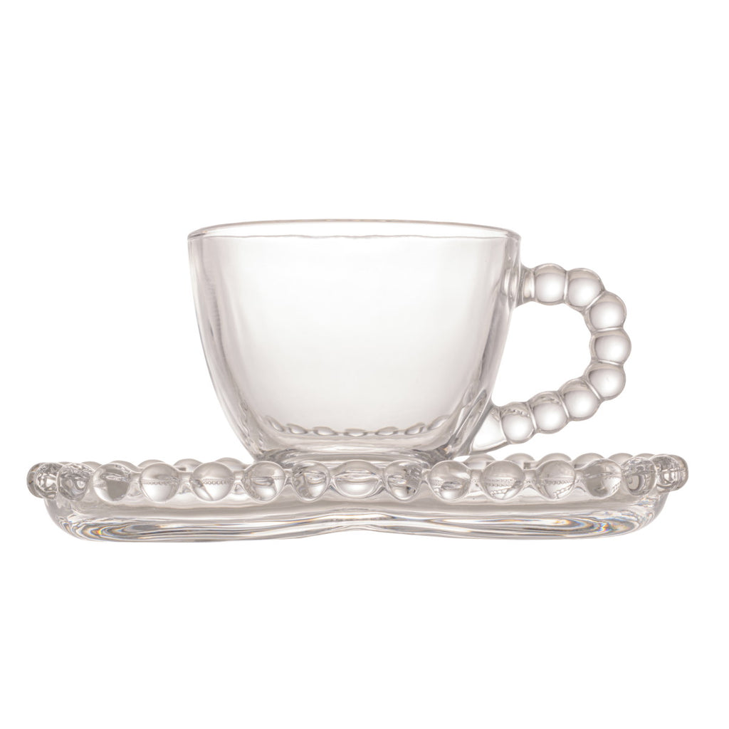 Jogo 4 Xícaras para Café Rojemac Coração Pearl 85ml Cristal