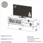 Rack R430C Dalla Costa 160cm 2 Portas Carvalho Rosé