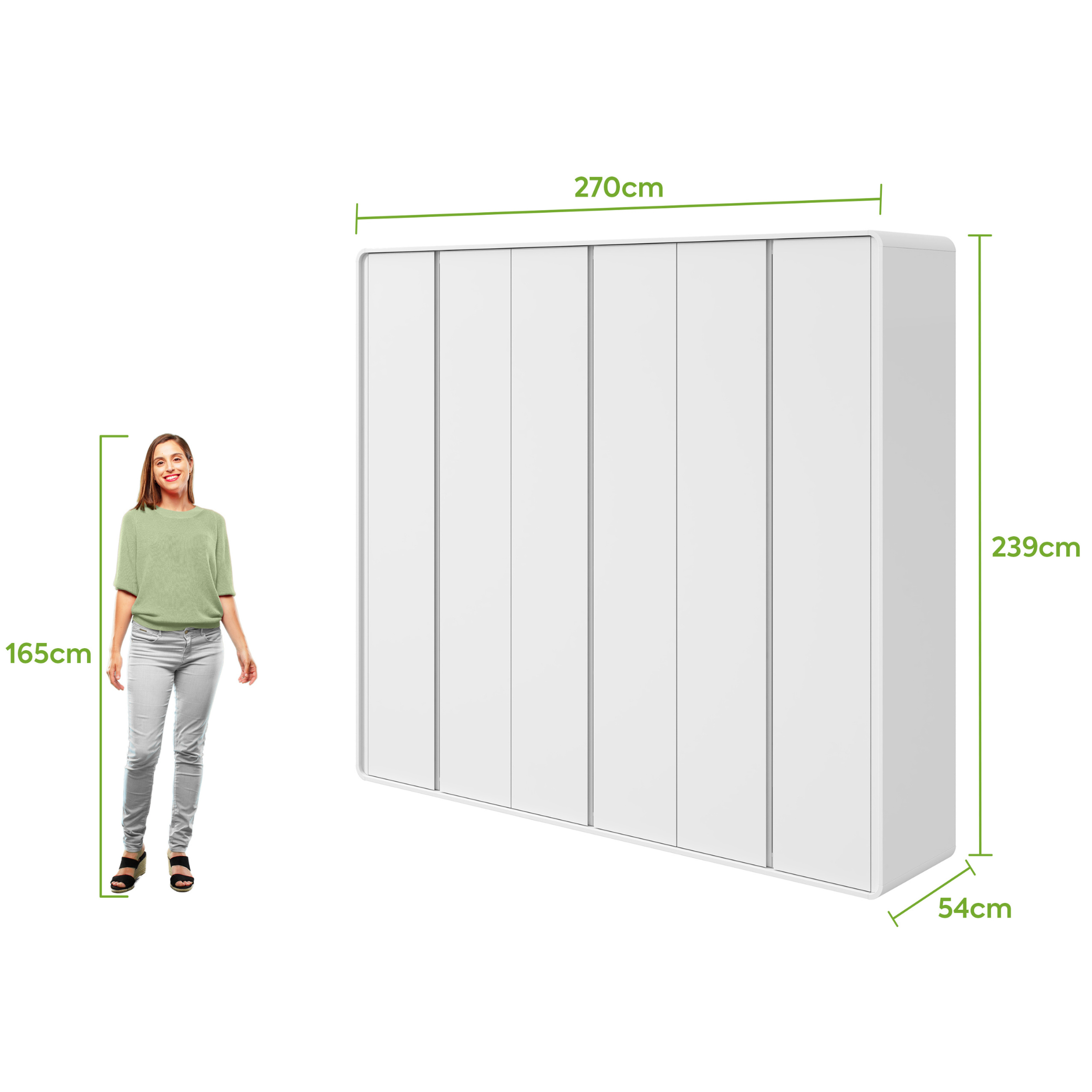 Roupeiro Loop Lopas 270cm 100% MDF 6 Portas Branco