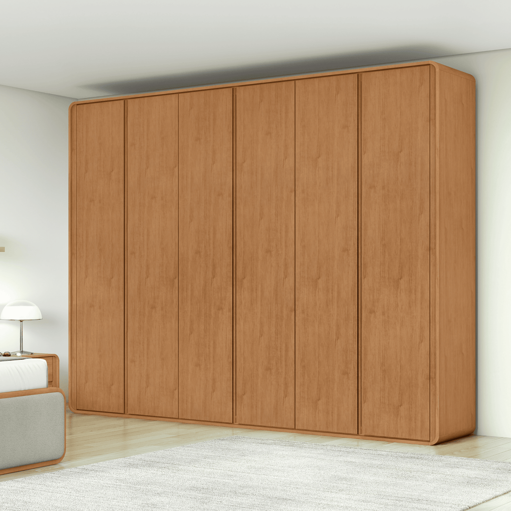 Roupeiro Loop Lopas 270cm 100% MDF 6 Portas  Amêndoa Clean