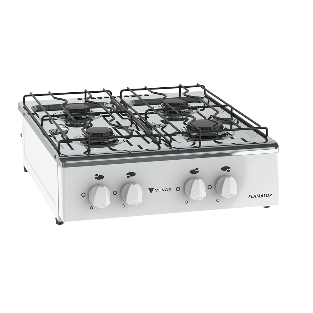 Fogao de Mesa à Gás 4 Bocas Flamatop Venax Branco 220V