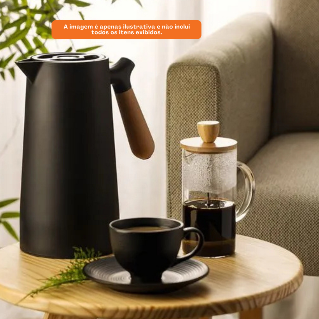 Cafeteira Prensa Francesa Rojemac  de Vidro Borossilicato e Tampa de Bambu 400ml