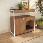 Aparador com Cama Pet LI061 Kappesberg 90cm 1 Porta Canela e Branco