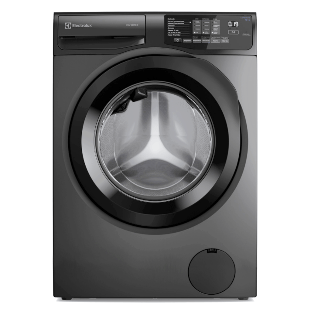 Lavadora de Roupas Electrolux 12KG LFC12 Lavagem Inteligente Inverter com Água Quente Cinza Ônix 220V