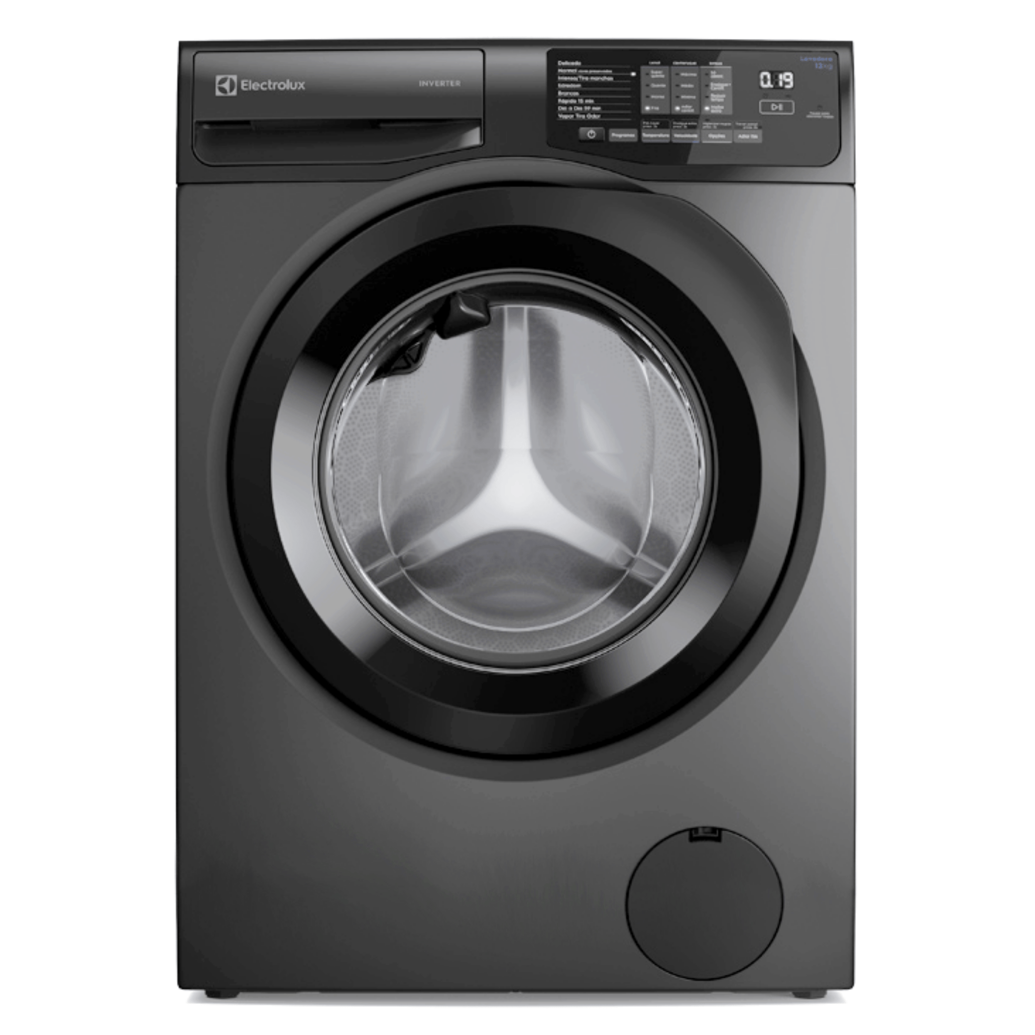 Lavadora de Roupas Electrolux 12KG LFC12 Lavagem Inteligente Inverter com Água Quente Cinza Ônix 220V
