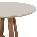 Mesa Redonda Bennett Província 115 Natural Tampo Madeira com Vidro Off White