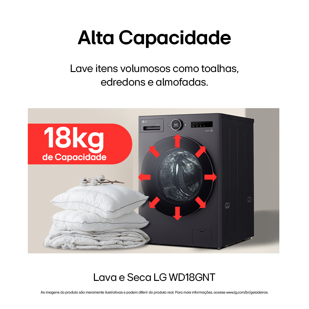 Lava e Seca Smart LG 18KG Inverter AI DD 2.0 Black Inox 220V