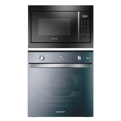 Kit Brastemp Forno Elétrico 84 Litros BOF84AR Inox+Micro-ondas 32L BM146A 220V