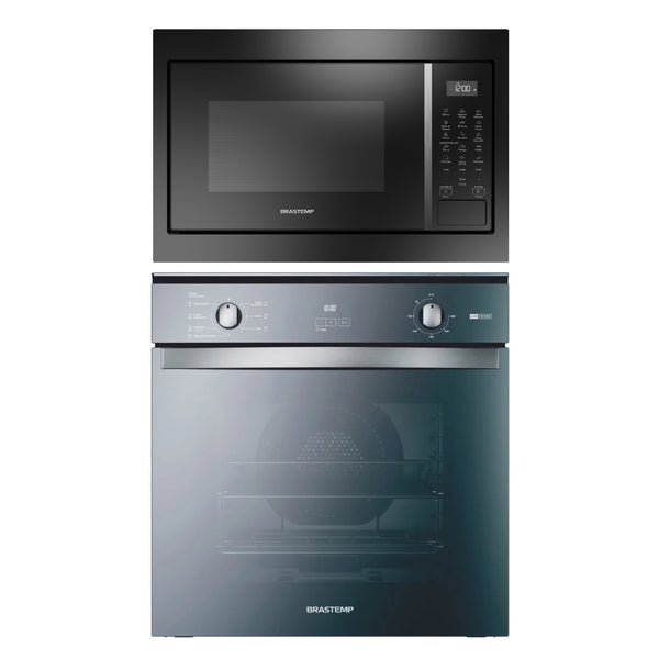 Kit Brastemp Forno Elétrico 84 Litros BOF84AR Inox+Micro-ondas 32L BM146A 220V