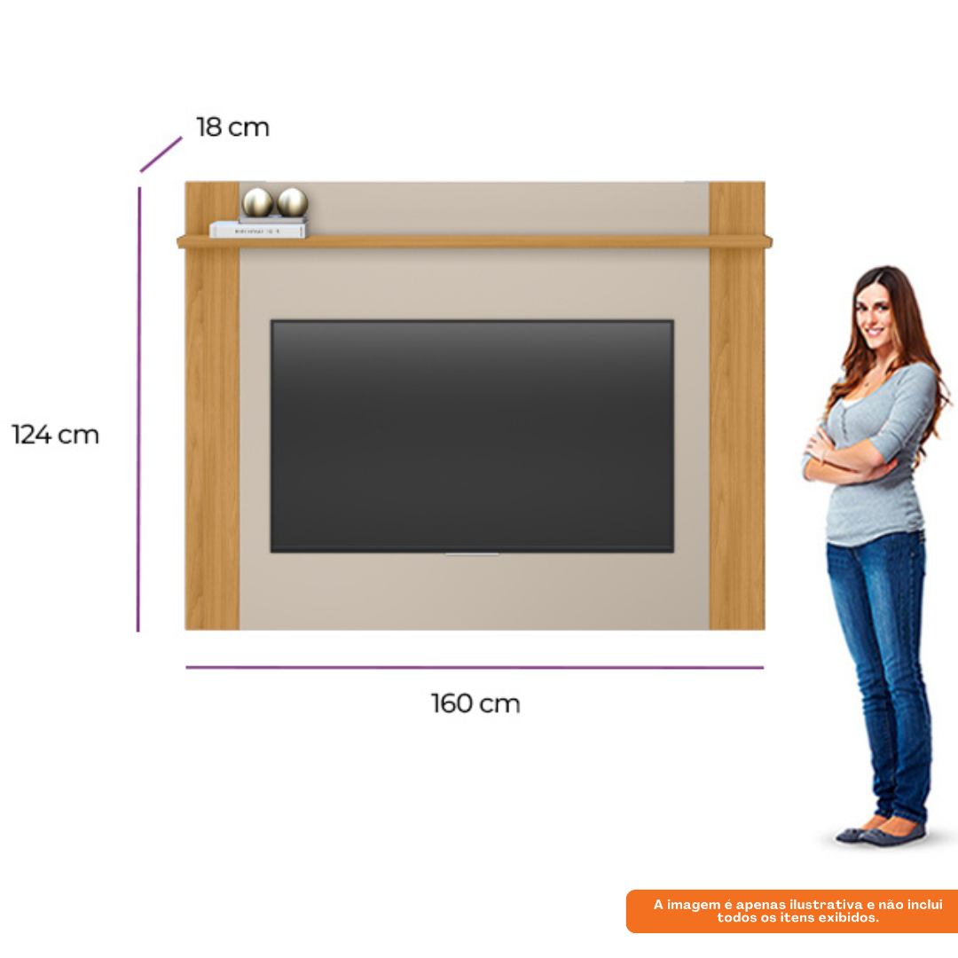 Painel Extensível Suspenso Tulum Linea para TV's até 55" com Prateleira Flex Tauari e Off White
