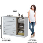 Cômoda Americana Henn 4 Gavetas 1 Porta Branco HP