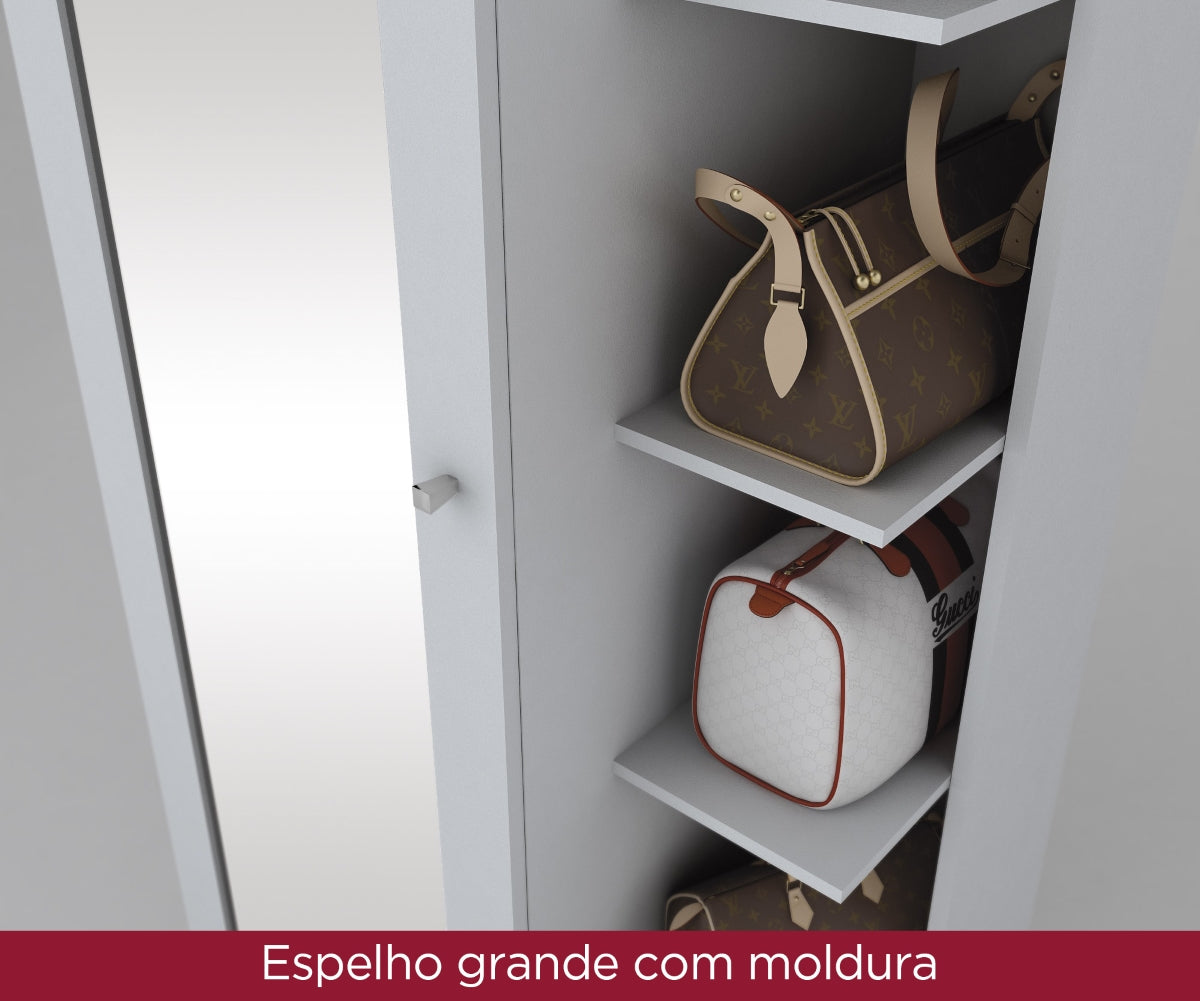 Sapateira Duetto Henn 1 Porta 69cm Com Espelho Branco