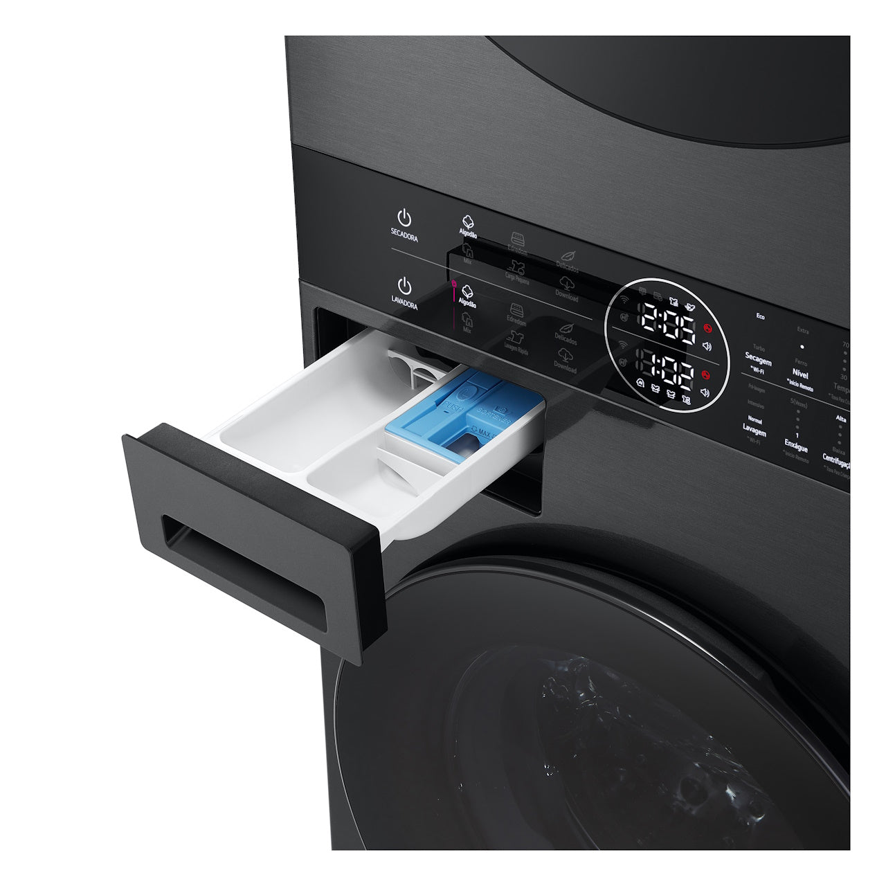 Lavadora e Secadora 14kg LG Torre WashTower AI DD Smart Black Inox 220V