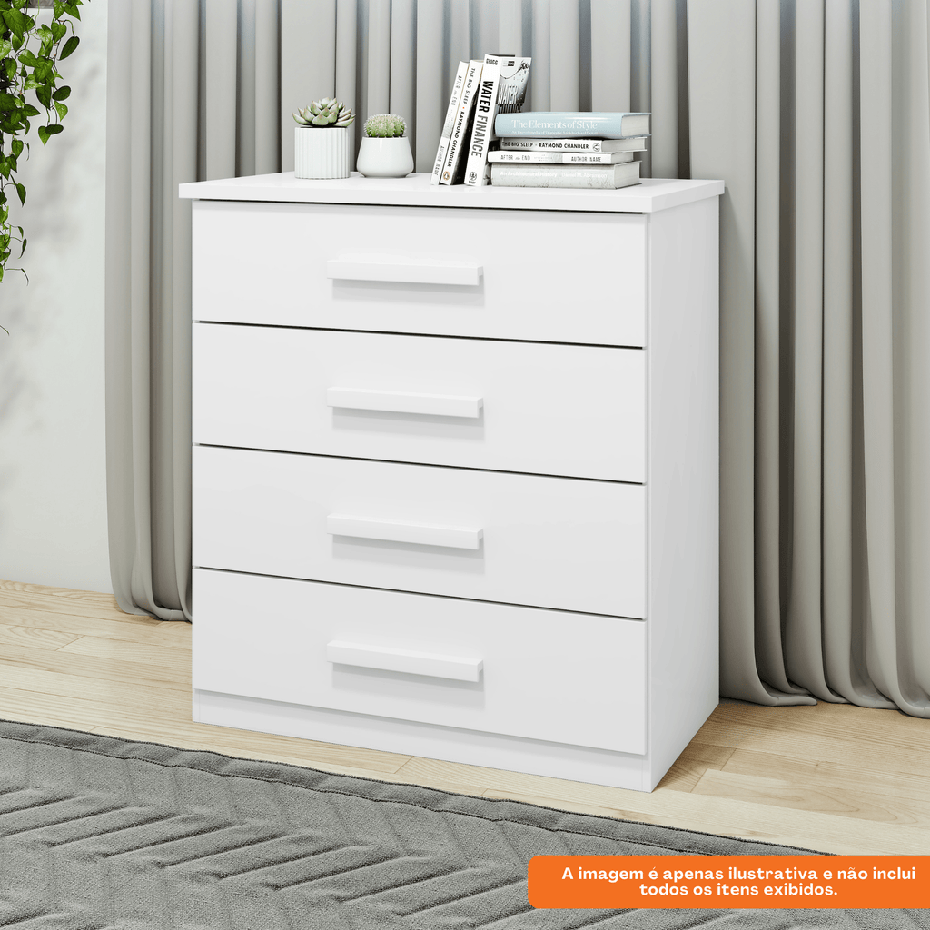 Cômoda Baião Lopas 4 Gavetas Branco