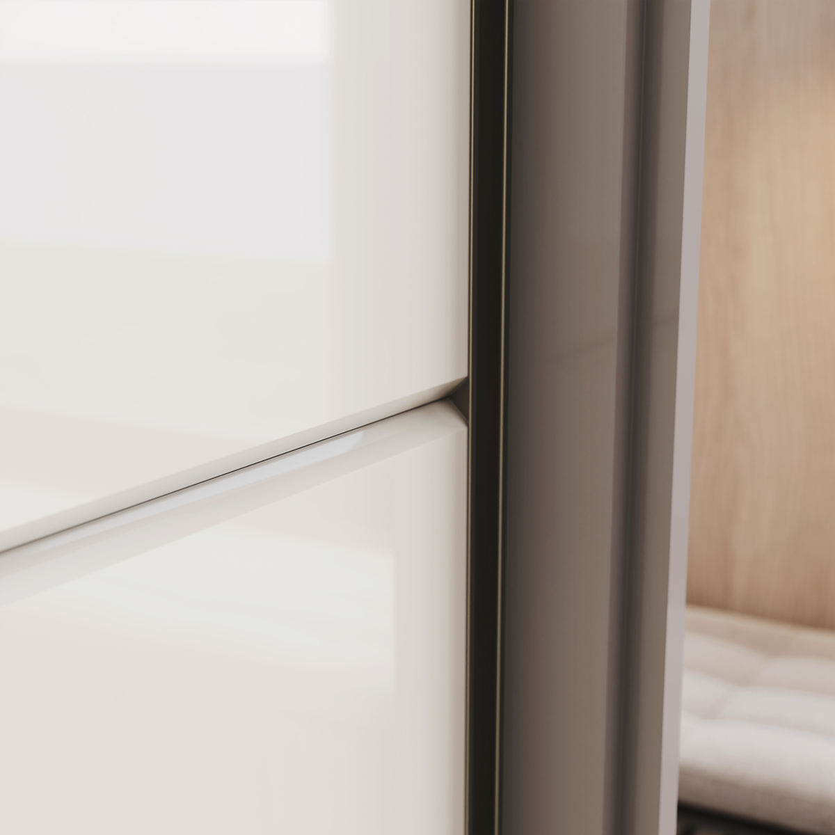 Roupeiro Dream Henn 264cm 100% MDF Espelho 2 Portas Avelã e Off White
