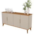 Balcão Buffet Évora Linea 160cm 4 Portas Jequitibá e Off White