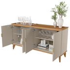 Balcão Buffet Évora Linea 160cm 4 Portas Jequitibá e Off White
