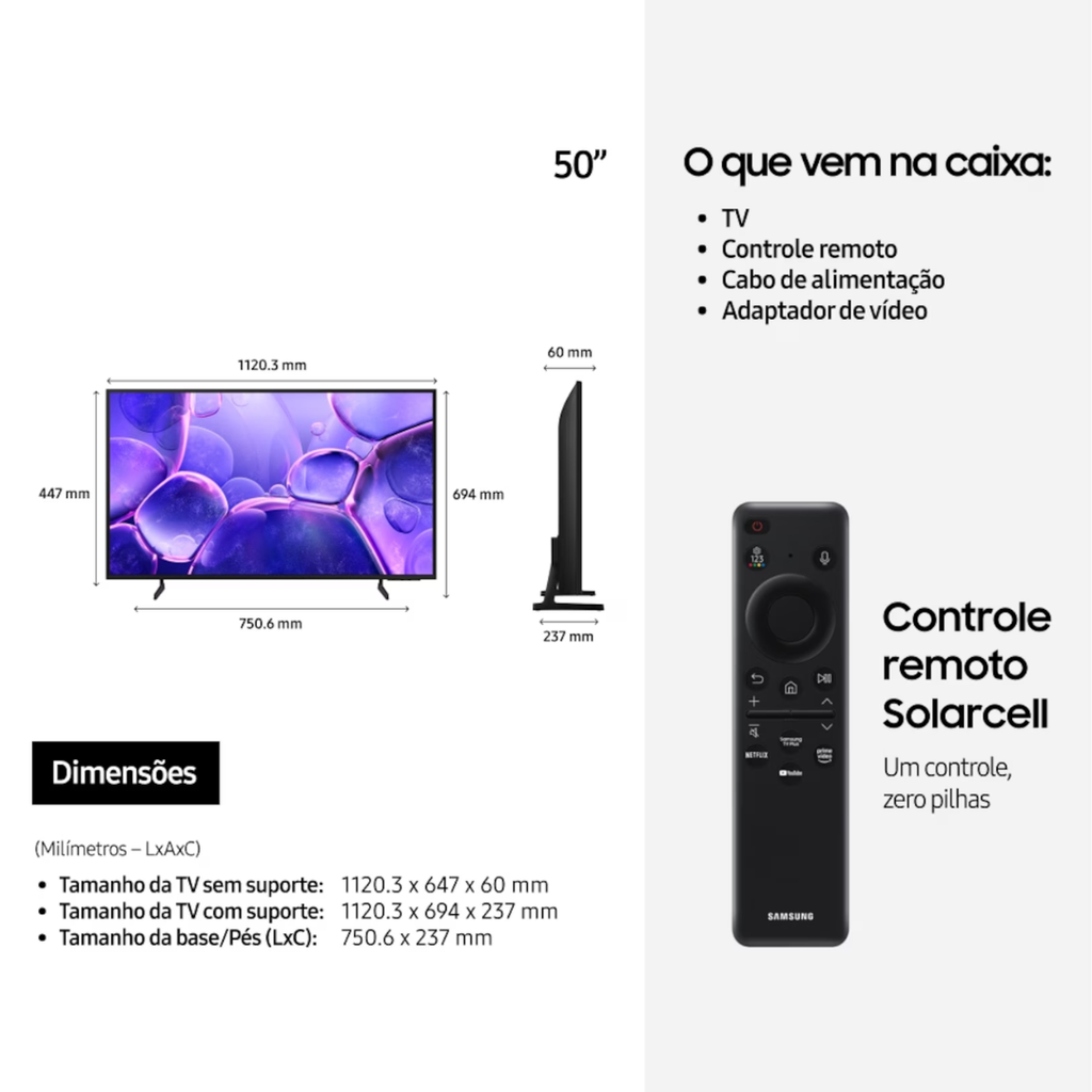 Smart TV LED 50" 4K Samsung U8600F UHD Gaming Hub Bivolt