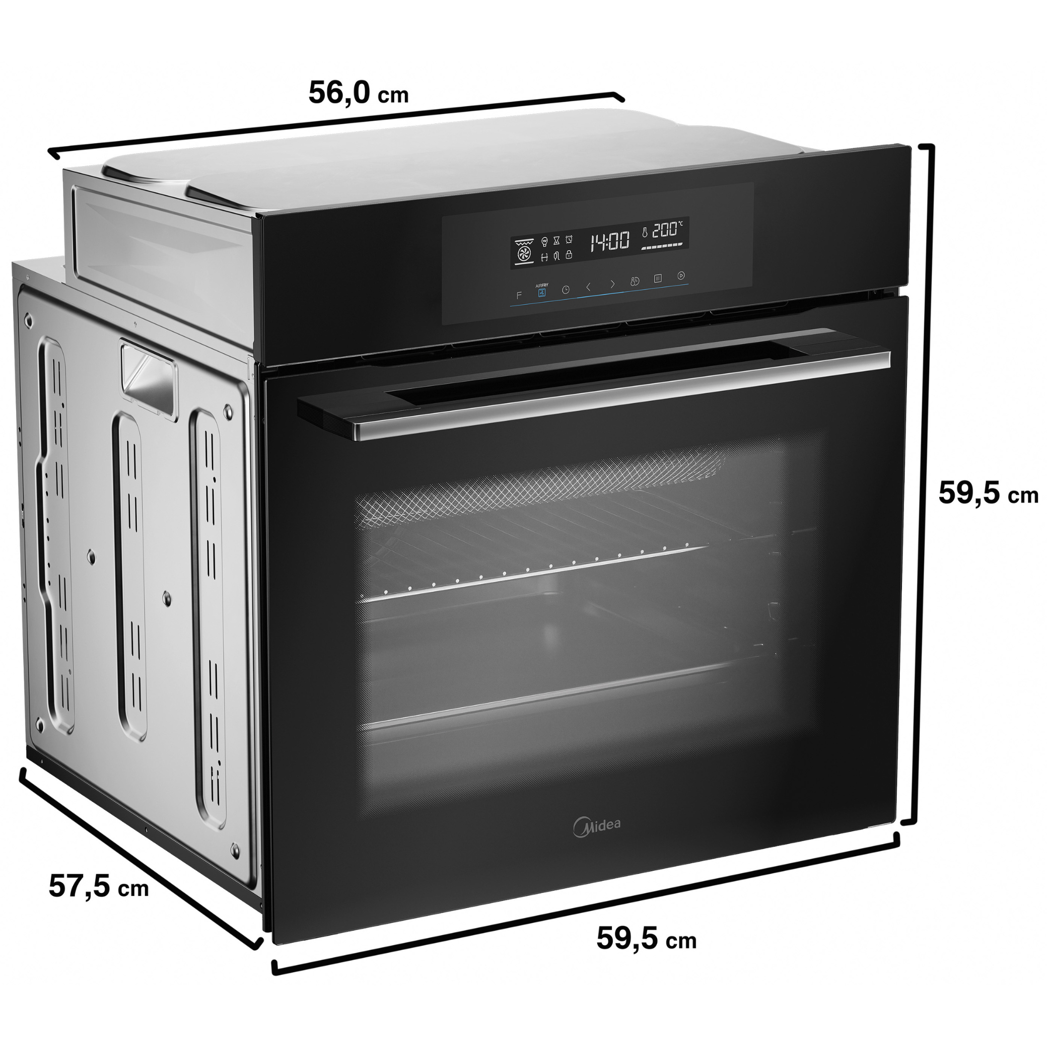 Forno de Embutir Elétrico Midea 80L TST80P2 com Função Air Fryer Preto 220V