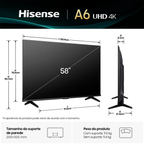 Smart TV DLED 58" 4K Hisense 58A6NV Modo Game Plus Bivolt