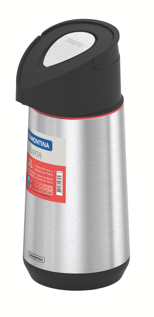 Garrafa Térmica Tramontina Exata em Aço Inox 1,8 Litros Inox/Preto