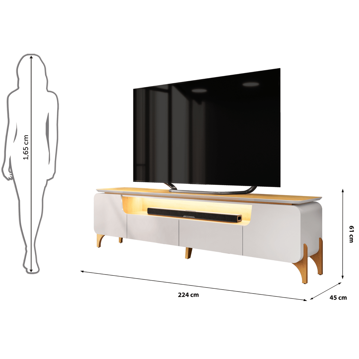 Rack Alicia para TV de até 75" DJ Móveis 224cm 100% MDF Bali e Cedro