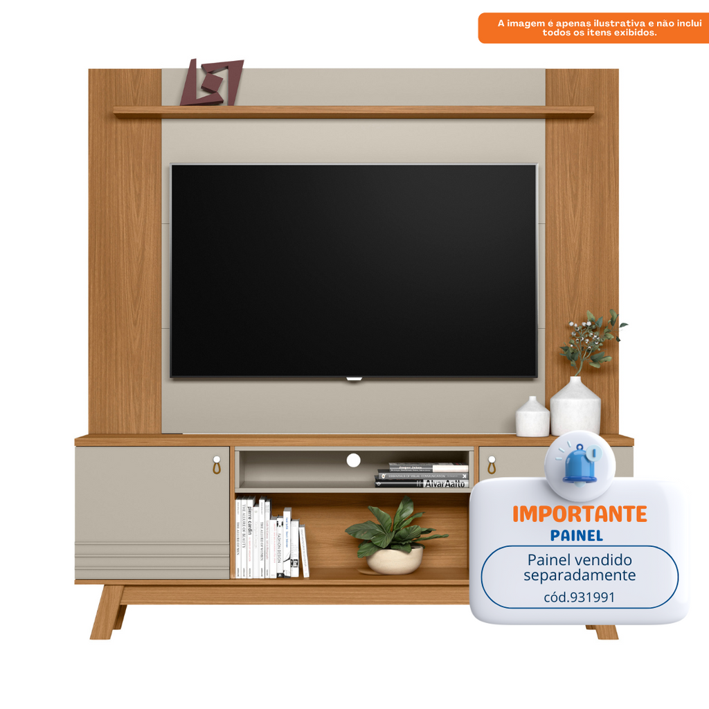 Rack Colorado Linea 180cm Pés Retrô Pés Retrô Nature e Off White