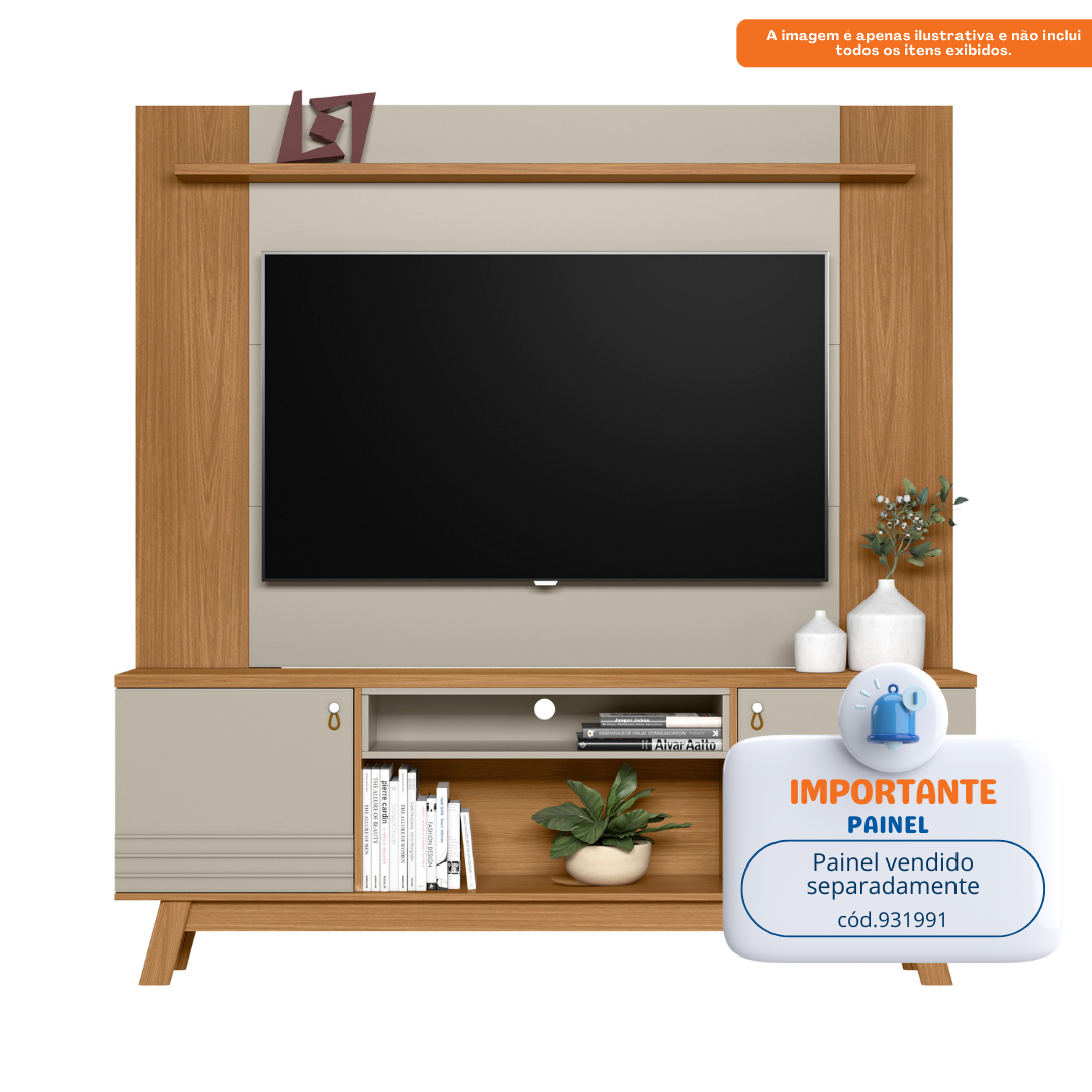 Rack Colorado Linea 180cm Pés Retrô Pés Retrô Nature e Off White