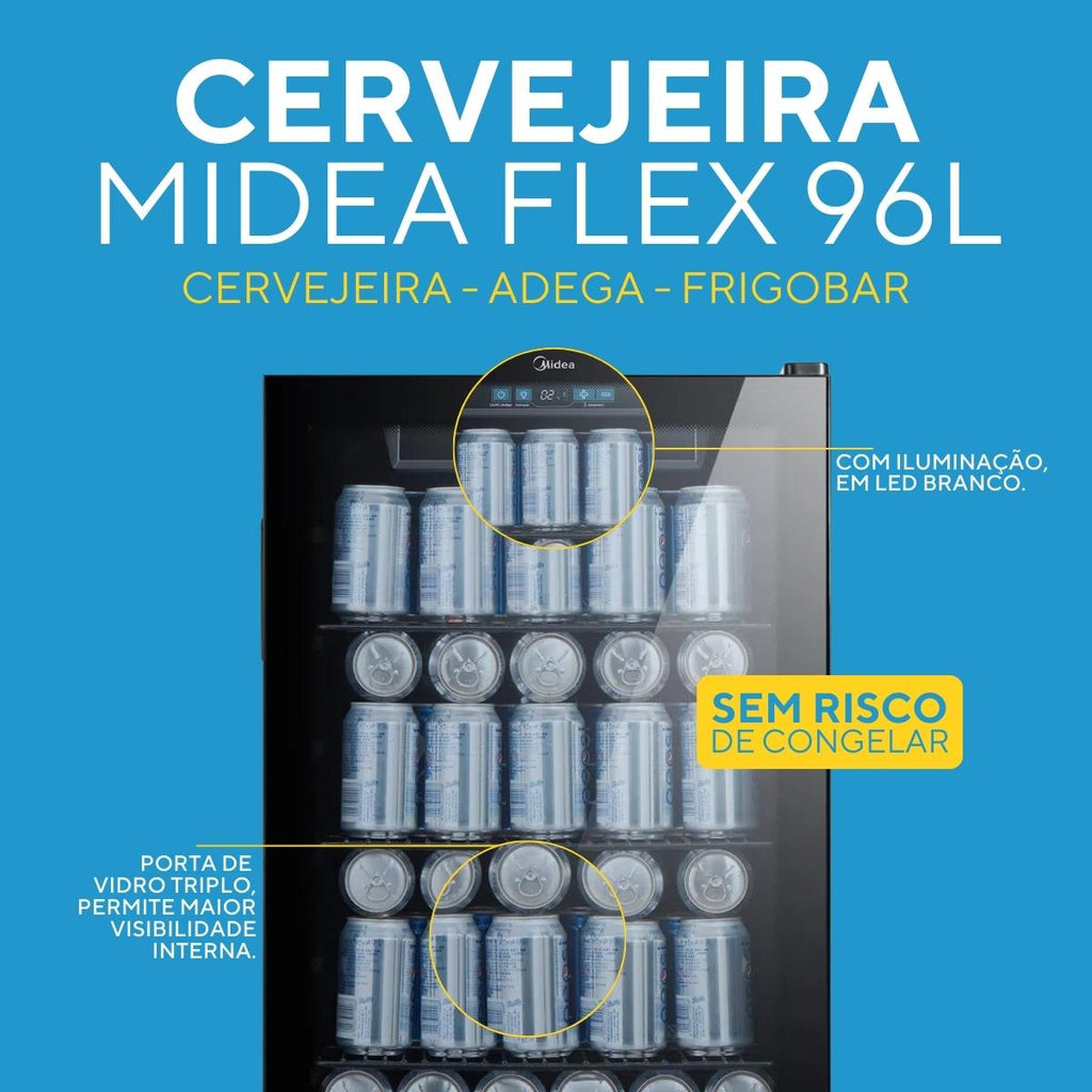Cervejeira Flex Midea 96L BCA10P2 Frigobar ou Adega Preto 220V