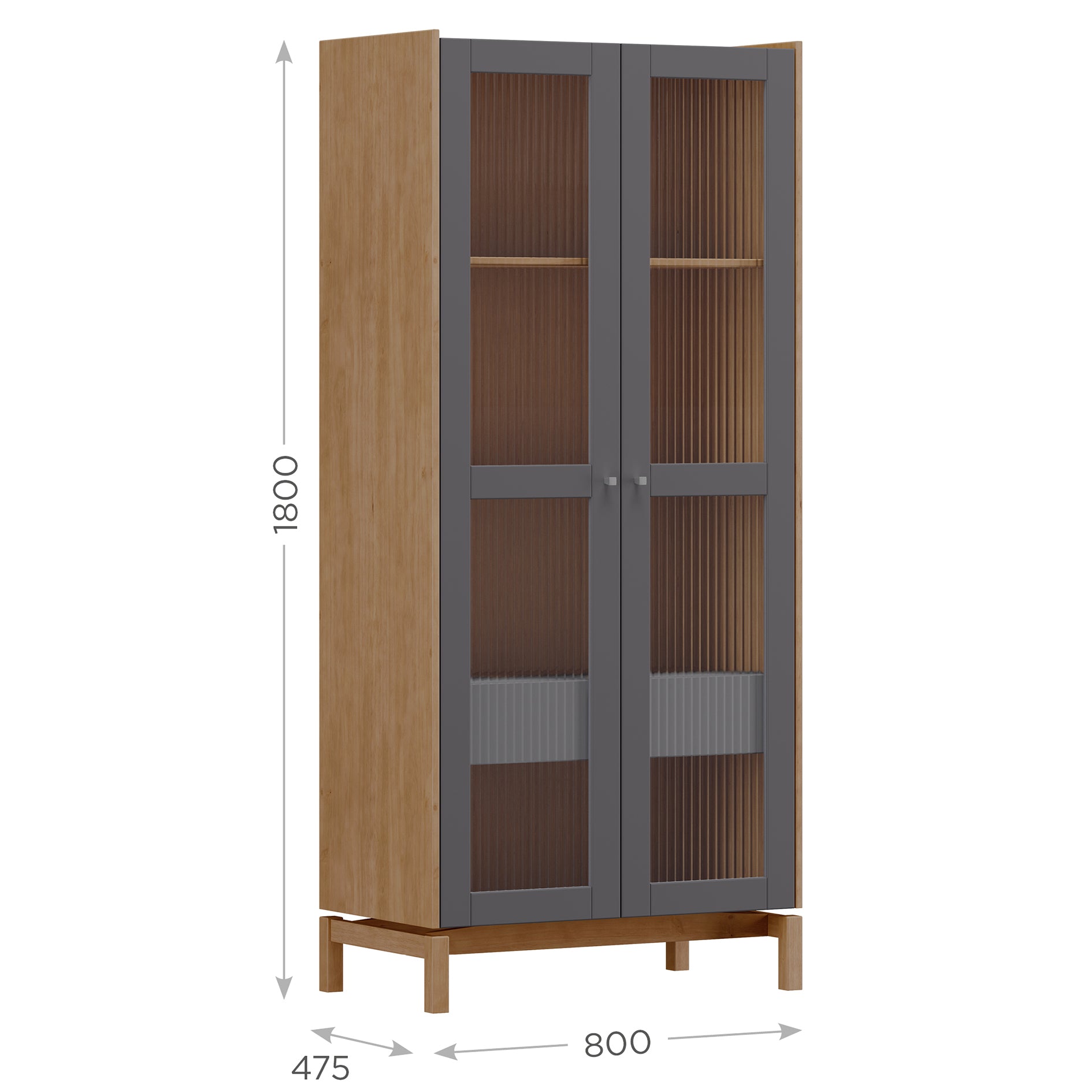 Cristaleira Barcelona Finestra 80cm 2 Portas Tauari/Concret