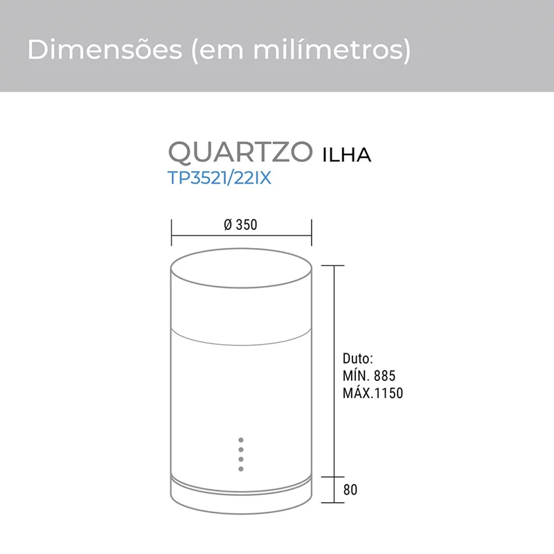 Coifa de Ilha Redonda Suggar Quartzo 35cm TP3522IX Inox 220V