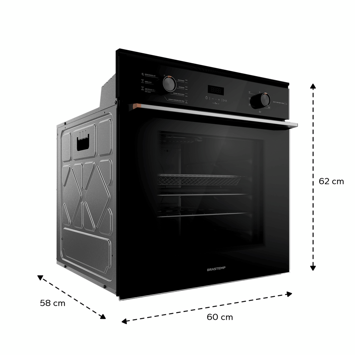 Forno de Embutir Elétrico Brastemp 84L BOX84AE com Air Fryer Pro Preto 220V